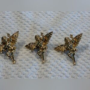 3 Kirk’s Folly Gold Cherub Angel Brooch Set